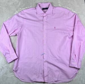 Polo Ralph Lauren Shirt Mens 17.5 36/37 Pink Glen Plaid CottonButton Down